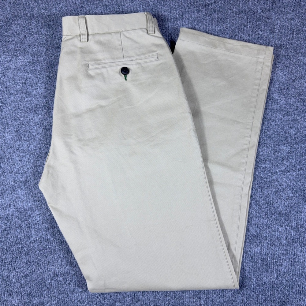 Orvis Trim Fit Chino Pants Mens 32 Khaki Tan Flat Front Twill Trousers